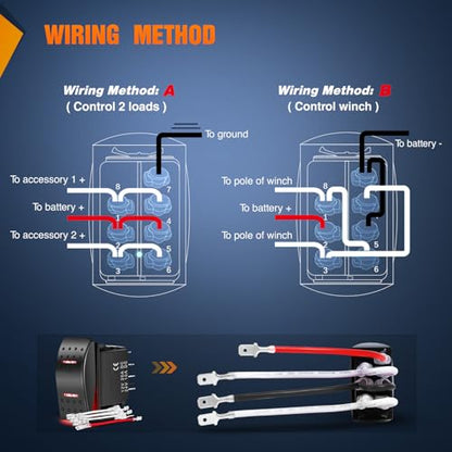 Nilight Waterproof Rocker Switch Toggle ON Off ON Switches DPDT 7Pin 12V 24V Jumper Wires Winch Pump Switch for Cars Trucks Caravans Boats RV SUV ATV UTV - color: ON Off ON Red Switch