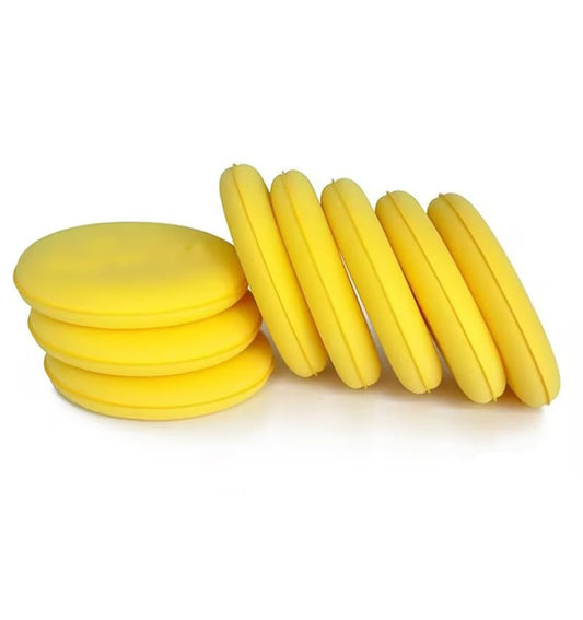8Pcs Car Waxing Polish Sponges,Yellow Car Waxing Polish Sponges 10cm Car Detailing Applicator Pads Round Pocket Microfiber Foam,Body Repair Tools