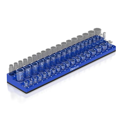 Magnetic Socket Holder with 3 Rows by Olsa Tools - color: Blue, size: 1/2-Inch Drive, Metric