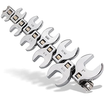 Crows Foot Wrench Set (SAE/Inch) Easily Access Hard-To-Reach Areas, Ideal for Tight Spaces, Great for Automotive Repair Work - Includes Sizes: From 3/8" to 1 Inch - 10-Piece Kit With Clip-on Organizer - style: SAE (Inch)