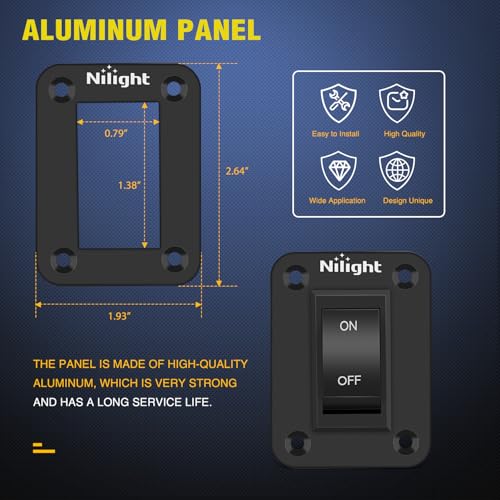 Nilight ON-Off Switch Panel 4 PIN DPST Toggle Switches Panel 12V 20A Black Anodized Aluminium Switch Shell Bracket with Screws Ternimals Jumper Wires Set for Cars Trailers Boats RV Camper - color: 1 Gang On-Off Switch