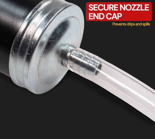 Mytee Products 16 Oz Steel Oil Suction Gun with 12" Vinyl Hose, Manual Oil Change Syringe - Heavy Duty Automotive Fluid Extractor Pump for Engine Oil, Gear Oil & Lubricants - size: 1 - Pack