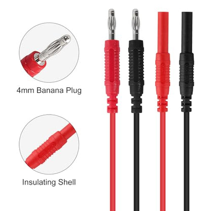 2Pack 4mm Banana Plug to Jack Male to Female Connectors Multimeter Test Lead Extensions Heavy Duty 14AWG Silicone Wires for Professional Electrical Testing - color: 2set banana to jack