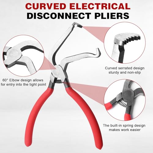 Electrical Disconnect Pliers Set 4 Pcs, Automotive Connector Separator & Terminal Removal Tool for Fuel Injector, Ignition Coil, Straight & 60° Angled Jaw, Double-Ended Pin Extractor - style: 4 Pcs Set