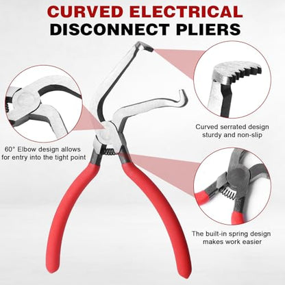 Electrical Disconnect Pliers Set 4 Pcs, Automotive Connector Separator & Terminal Removal Tool for Fuel Injector, Ignition Coil, Straight & 60° Angled Jaw, Double-Ended Pin Extractor - style: 4 Pcs Set