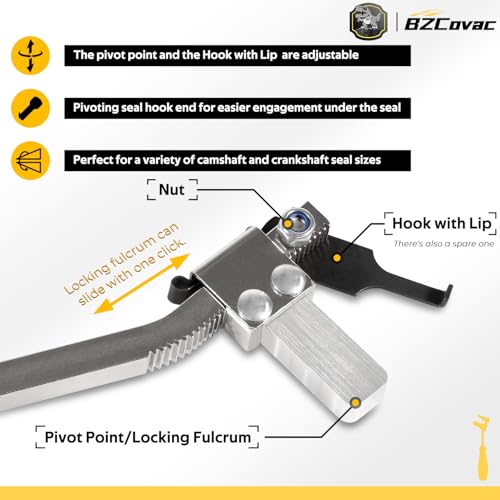 Shaft Type Seal Puller, Universal Seal Removal Tool for Camshaft and Crankshaft Seals with Adjustable Locking Fulcrum, Replace for Lisle 58430 SP009