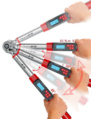 3/8" Digital Angle Torque Wrench, 5-99.6 Ft.lb, ±2% Accuracy, 8pcs | Electronic Torque Wrench with 0.1° Angle Mode, LED Display, Buzzer Alerts for Automotive, Motorcycle & Engine Repair - size: Angle 3/8" 6.8-135N.m/5-99.6Ft.lb