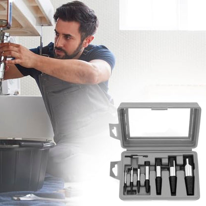 QWORK 8 Pieces Broken Water Pipe Extractor Set - Alloy Steel Screw Extractors, Damaged Screw Bolts Removal