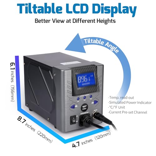 WEP 948D-I 110W High Power Desoldering Station with 4 Desoldering Nozzles, Temperature-Controlled with 3 Pre-set Channels, Tiltable Display, ESD-Safe