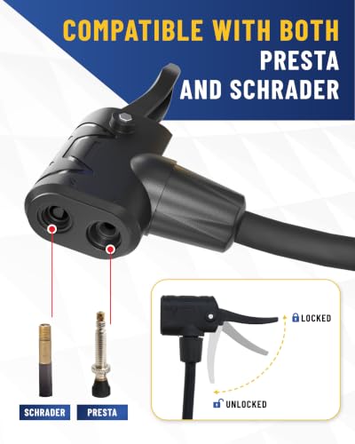 GERCHWAY Presta Valve Air Chuck – Digital Bike Tire Inflator with Pressure Gauge – Schrader to Presta Valve Adapter for Air Compressor