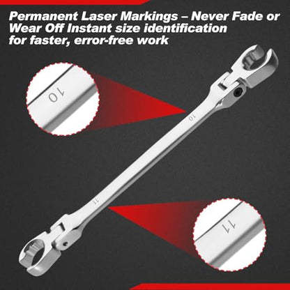 Flex Head Flare Nut Wrench 10 * 11mm Flare Nut Wrench Set Metric Flare Tool Double Flexible Flare Nut Line Wrench Flare Tool Flex Tools 40Cr for Automotive Repairs Plumbing Repairs - style: 10*11mm