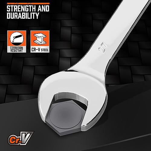 HORUSDY Large Wrench Set with Rolling Pouch | Metric | 6-Piece | 23mm, 24mm, 26mm, 27mm, 30mm, 32mm | 12 Point | Chrome Vanadium Steel - style: 6-Piece Metric Wrench Set