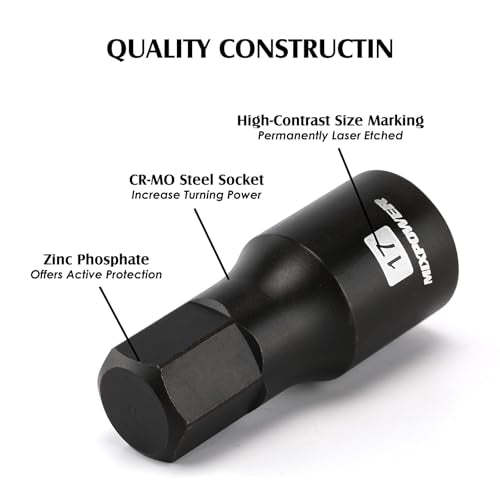 MIXPOWER 14-Piece Dr. Bit Socket Set, 2.5mm to 19mm, 1/4", 3/8" and 1/2" Drive, Cr-Mo Impact Grade, Metric, Hex Bit Socket - size: Metric