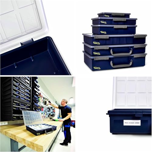 Raaco Assorter 55 4x8-15 Tool Box Organizer, 15-Slot, Semi-Transparent | Full-Size, 15 Slots Adjustable Grid, Semi-Transparent Lid, Polypropylene (PP) Storage Box for Screws, Nuts and Bolts, durable - size: Full-Size –15 Slots, style: Adjustable Grid