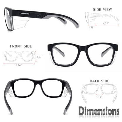 UKNOW Safety Glasses - Anti Fog Lenses - Eye Protection with Side Shields - ANSI Z87.1 Protective Eyewear - UV Protection - color: Black
