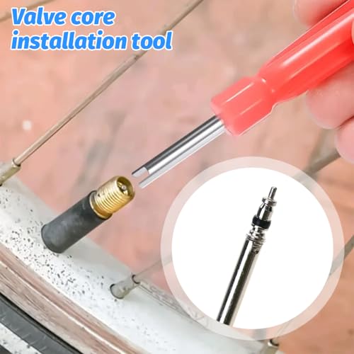 Car Tire Valve Stem Removal Tool, Multifunction Vehicle Wheel Air Stem Remover Installation Tool with 20 Valve Cores and 10 Caps, Automotive Tires Repair Accessories, Universal Fit