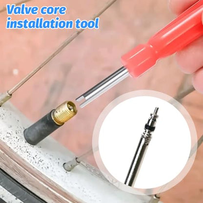 Car Tire Valve Stem Removal Tool, Multifunction Vehicle Wheel Air Stem Remover Installation Tool with 20 Valve Cores and 10 Caps, Automotive Tires Repair Accessories, Universal Fit