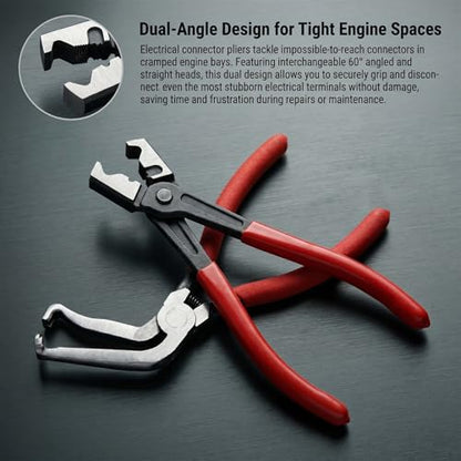Automotive Electrical Disconnect Pliers Set, Electrical Connector Separator Removal Tool Kit, Wire Terminal Pin Release Tool & Hose Clamp Pliers for Cars Trucks SUVs with Storage Box (Set of 5)