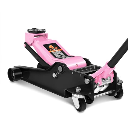 PM PERFORMOTOR Low Profile Hydraulic Trolley Service/Floor Jack, 4 Ton (8000 lbs) Capacity, Lifting Range 4.5"-20", Pink, PM-TOL-FJ40-PK - color: Pink