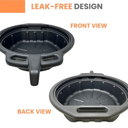 ValvoMax 16L Oil Drain Pan for Changing Oil - Large 4 Gallon (17 Quarts) Capacity with Pour Spout & Anti-splash Lip, Heavy Duty with Carrying Handles - Sturdy and Easy to Clean