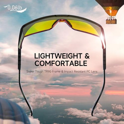 xaegistac Anti Fog Safety Glasses with Side Shields | UV400 Protective Eyewear,Impact Resistant Safety Goggles for Men Women - color: Amber Lens and Black Frame