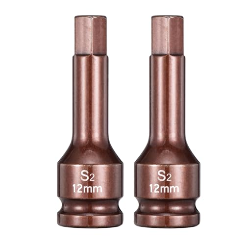 HARFINGTON 2pcs Impact Hex Bit Socket 1/2" Drive 12H (12mm) Hex Bits 3" Length S2 Steel Metric Impact Wrench Socket Adapter Tool for Automotive Repair Industrial Construction and Home DIY - size: H12 x 1/2" x 3"