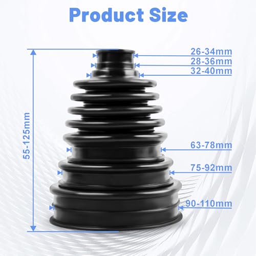 2PCS High quality CV Boot Repair Kit | Fit 26mm-34mm Shafts 25-125mm Height Boot CV Axle Boot Repair Kit Silicone CV Axle Boot Repair Kit - size: Kit 2