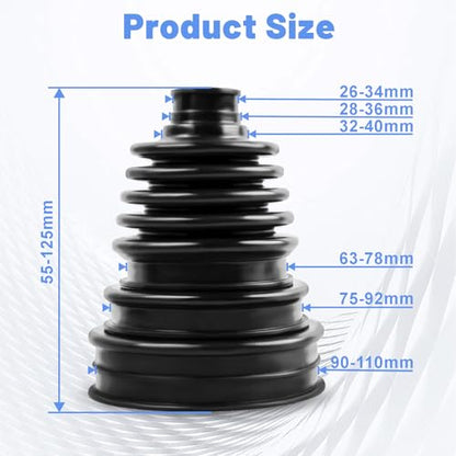 2PCS High quality CV Boot Repair Kit | Fit 26mm-34mm Shafts 25-125mm Height Boot CV Axle Boot Repair Kit Silicone CV Axle Boot Repair Kit - size: Kit 2
