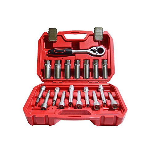 TECHTONGDA 18pcs Steering Hub Suspension Shock Absorber Strut Nut Removal Tool Socket Kit Ratchet Set