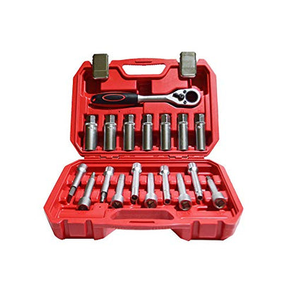 TECHTONGDA 18pcs Steering Hub Suspension Shock Absorber Strut Nut Removal Tool Socket Kit Ratchet Set