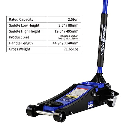 2.5 Ton Low Profile Floor Jack Hydraulic Jack Heavy Duty Steel Floor Jack with Dual Piston Quick Lift Pump 2.5 Ton (5000 lb) Capacity Lift Range 3.5"-19.5" Blue - color: Blue 2.5T Dual Pump 3.5"-19.5"