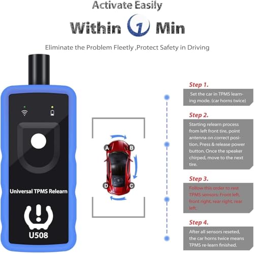 TRISCO Tpms Relearn Tool U508 Universal for GM Jeep and Ford Chrysler Dodge Tire Pressure Monitor Sensor TPMS Reset Activation Tool 2025 Edition