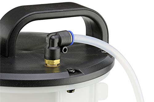 Mityvac MV7300 Pneumatic 2.3 Gallon Venturi Vacuum Pump Fluid Evacuator, Uses Compressed Air, Chemical-Resistant Polyethylene, Air Shut-Off Valve, Overflow Prevention, Quick-Drain Spout, Large Base