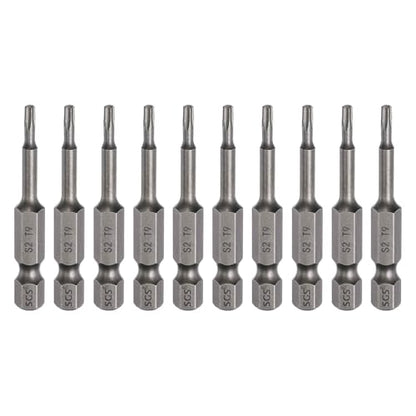 HARFINGTON 10pcs T9 Torx Head Screwdriver Bit 1/4" Hex Shank 2" (50mm) Long Magnetic No Hole Tip Tamper Proof 6 Point Star Screw Driver Drill Bits S2 Steel Industrial Power Screwdrivers - size: T9 x 2"