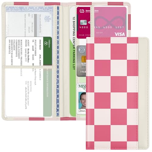 Car Registration and Insurance Holder, with Magnetic Closure for License, Cards and Documents, All Vehicle Needs and Car Accessories (Plaid-Pink) - color: Plaid-Pink