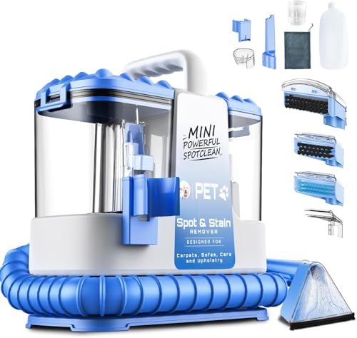 Carpet Cleaner Machine, 20Kpa Powerful Suction with 5 Cleaning Tools, Cleaning Solution, Car/Auto Detailer, Lightweight Compact Design for Rug, Carpet, Car Seats, Pets, Stairs, Couches,Blue