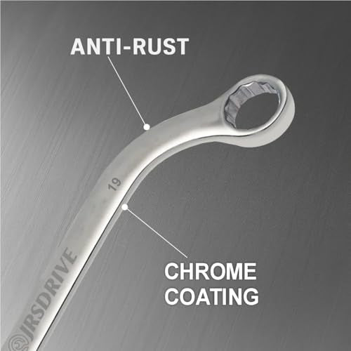 Half Moon Box Wrench Set Metric, 8-22mm, 5-Piece C-Style Combination wrenches, 12 Point, CR-V Steel, Organized in Rolling Pouch, Mirror Finish Elliptical Panel