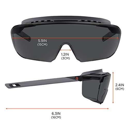Ergodyne Skullerz OSMIN OTG Safety Glasses, Anti Fog, Over the Glasses Anti Scratch Protective Eyewear - color: Smoke Lens