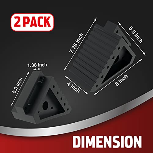 Jack Boss Solid Wheel Chocks Heavy Duty Rubber Tire Stop Block for Car Sedans SUV ATV Truck Tire Chocks with Wide Handle (2 PCS)…