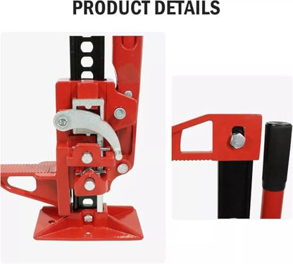 33 in Hi Lift Farm Jack, 3 Ton/7000 LB Ratcheting Utility Off Road Jack | 4.92-25.98 in Lifting Range, Ideal for Off-Road Vehicles, Trucks & Tractors - size: 33 in