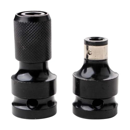 2pcs Impact Wrench Bit Adapter, Bit Holder Socket Adapter, 1/2 to 1/4 Inch, High Hardness Carbon Steel, Safety Clamp, Robust and Durable(COLOR:Black)