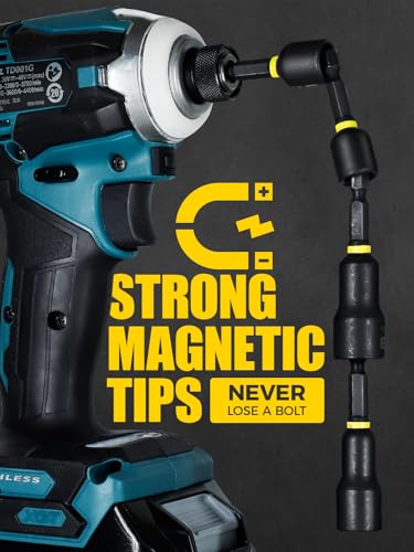 60pcs Magnetic Nut Driver Set for Impact Drills - Deep Nut Drivers, Metric & SAE Socket Adapters, Bit Extension, 1/4'' Quick Change, Wing Nut Driver, Pivoting Nutsetter, S2 Steel Bits, Upgraded Box - style: 60 piece