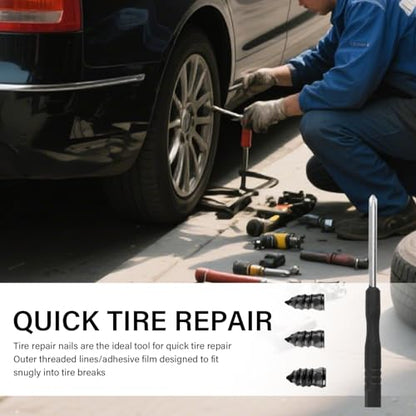 30PCS Tire Screw Plug Repair Kit,Self-Service Tire Repair Kit Includes 3 Sizes of Screw in Tires Plugs & Screwdriver for Quick Repairs,Professional Tires Repairs Rubber Nail (30PCS) - color: 30PCS