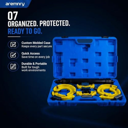 Heavy Duty Macpherson Strut Spring Compressor Tool, Impact Wrench Rated Coil Spring Extractor Kit with Overload Protection Safety Guard, 3 Pairs Yokes for Car, SUV, Truck UTV Suspension Repair