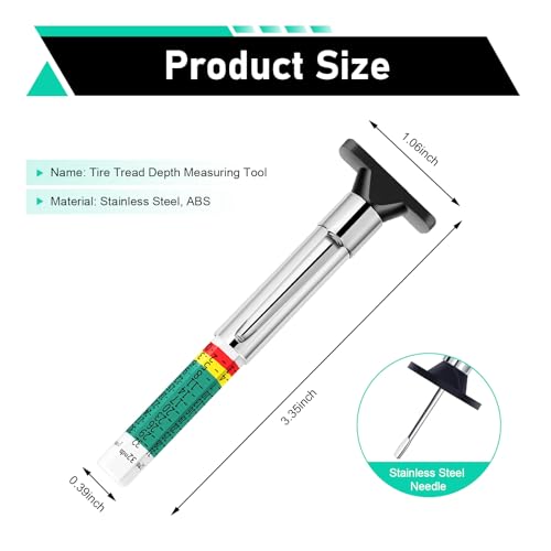 2 PCS Tire Tread Depth Gauge, Color Coded Tire Depth Gauge in 1/32 Inch, Tread Gauge Depth 32nds Measuring Tool, Fit for Car Semi Truck Tire Checker