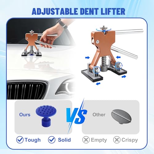 Dent Puller Kit for Cars, Professional Paintless Dent Repair Kit with Golden Lifter, Slide Hammer, Adjustable Temperature Guη, Hot Glue Dent Puller Kit for Minor Dents, Door Dings and Hail Damage
