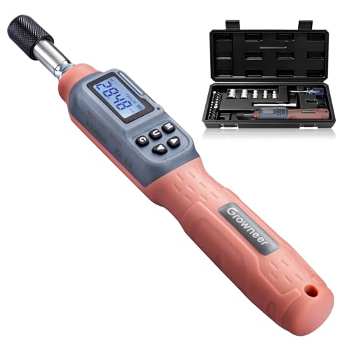 GROWNEER Digital Torque Screwdriver, 2.66-53.1 In-lbs/0.3-6 Nm, 1/4'' Drive Inch Pound Torque Screwdriver Electrician with Buzzer & LED Indicator, 27 In 1 Torque Wrench Screwdriver Set, Orange - color: Orange+grey