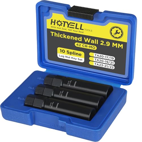 10 Spline Lug Nut Key, Thicker Wall 10 Point Wheel Lock Socket Set | CR-MO Wheel Lugnut Removal Tool for Aftermarket Locking Lug Nuts, Compatible with Bimecc Lug Nuts - style: 3 Piece Set