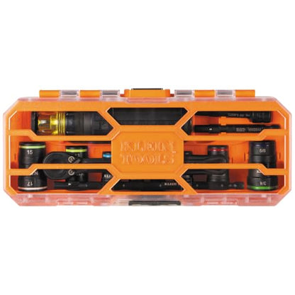Klein Tools 65242 KNECT Impact Socket Set, Ratcheting Screwdriver Set, 1/4-Inch Drive, 4 SAE and 4 Metric Flip Sockets, 16 Hex Sizes, Adapters, MODbox Case - size: 16-in-1 KNECT