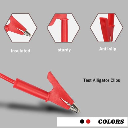 Alligator Clip to Alligator Clip Silicone Jumper Wire | Alligator Clip Electrical Test Leads 3.28ft Cable with Alligator Clips 5PCS for Multimeter Electrical Testing(Y-Y 1m 5S) - size: 3.28ft 16AWG 1 pair